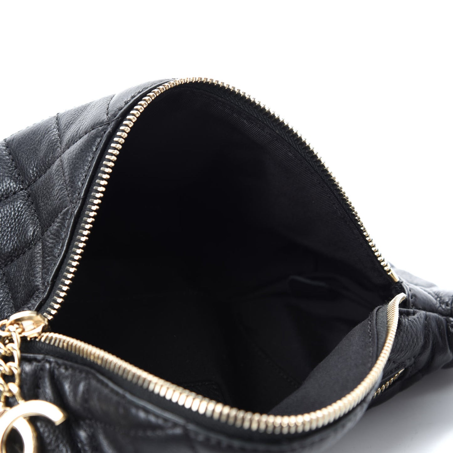 Calfskin Quilted Banane Waist Bag Fanny Pack Black
