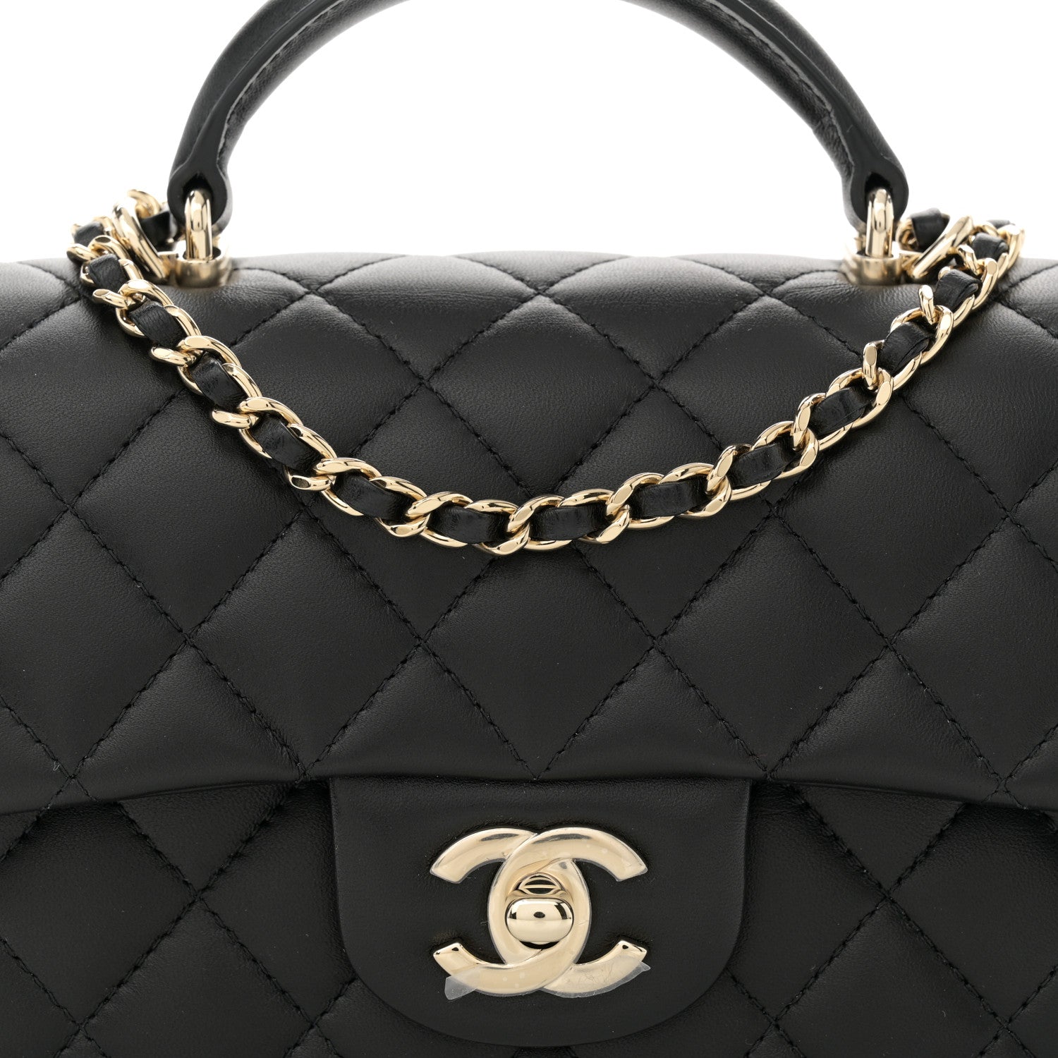 Chanel Lambskin Quilted Mini Top Handle Rectangular Flap Black 8 of 11