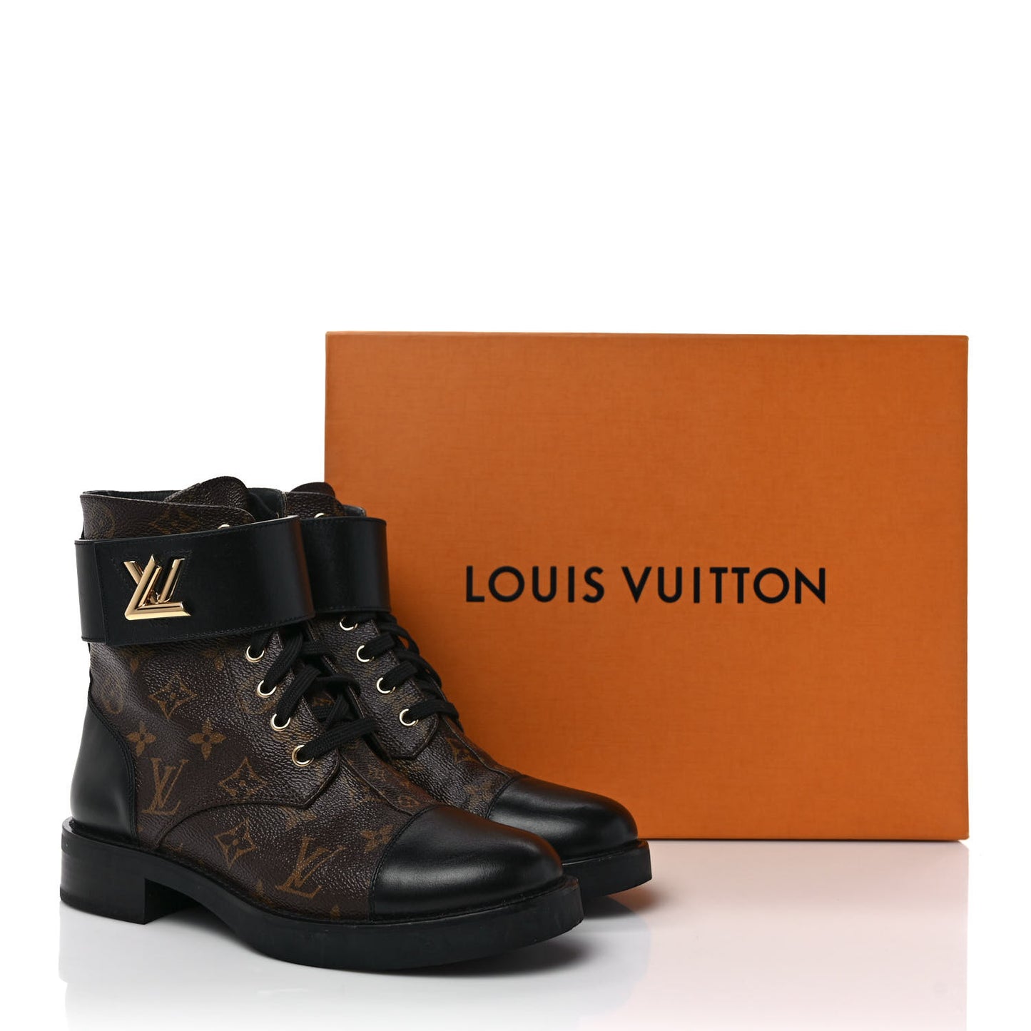 Calfskin Monogram Wonderland Flat Ranger Boots 38 Black