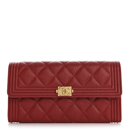 Chanel Caviar Quilted Large Boy Gusset Flap Wallet Red 1 of 10