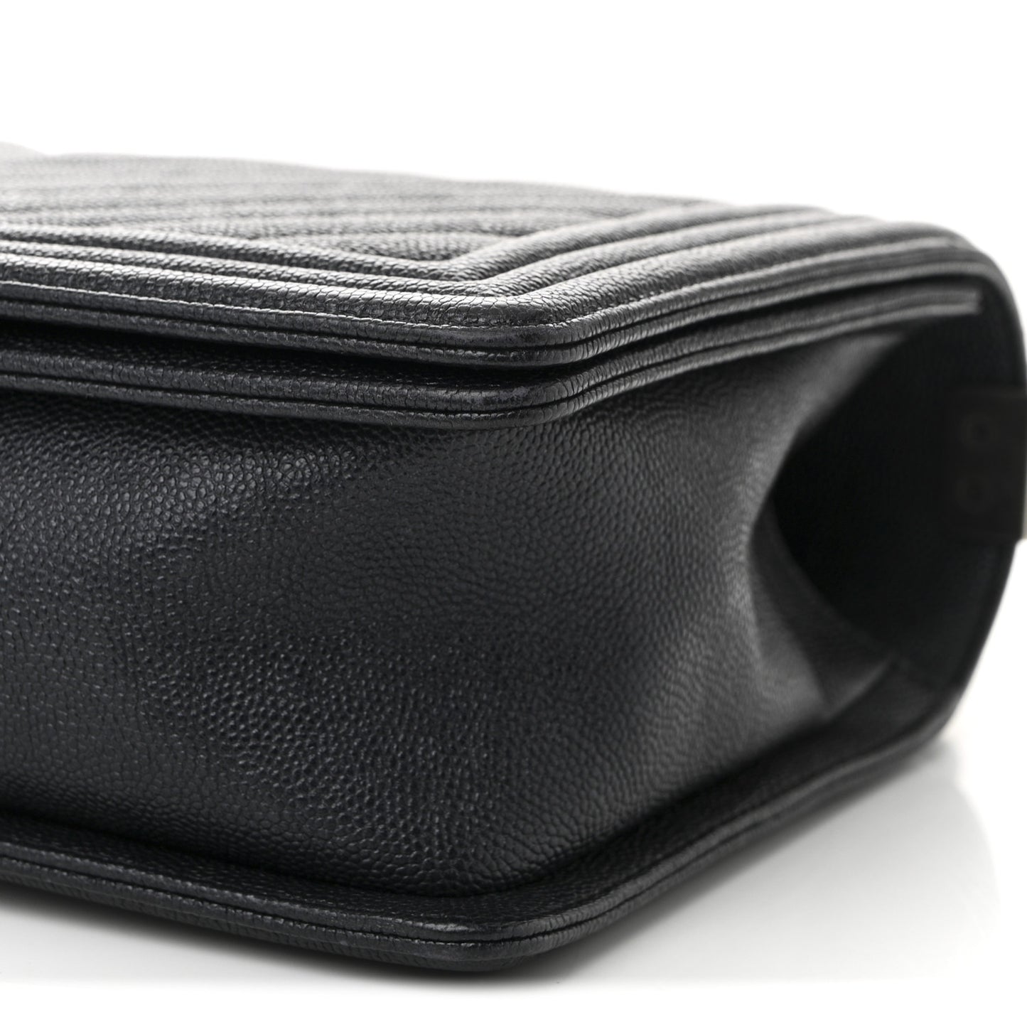 Caviar Chevron Quilted New Medium Boy Flap Dark Navy Blue