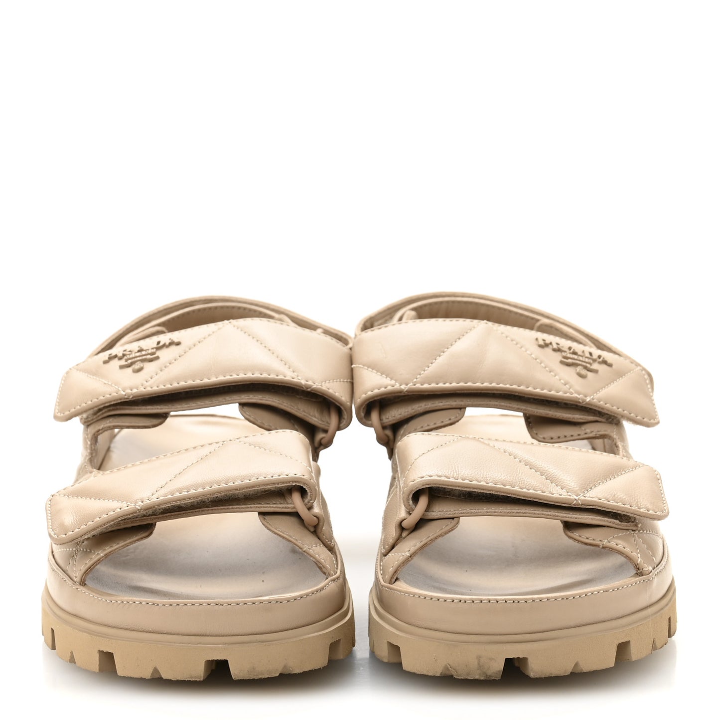 Nappa Quilted Padded Slingback Sandals 37.5 Sabbia