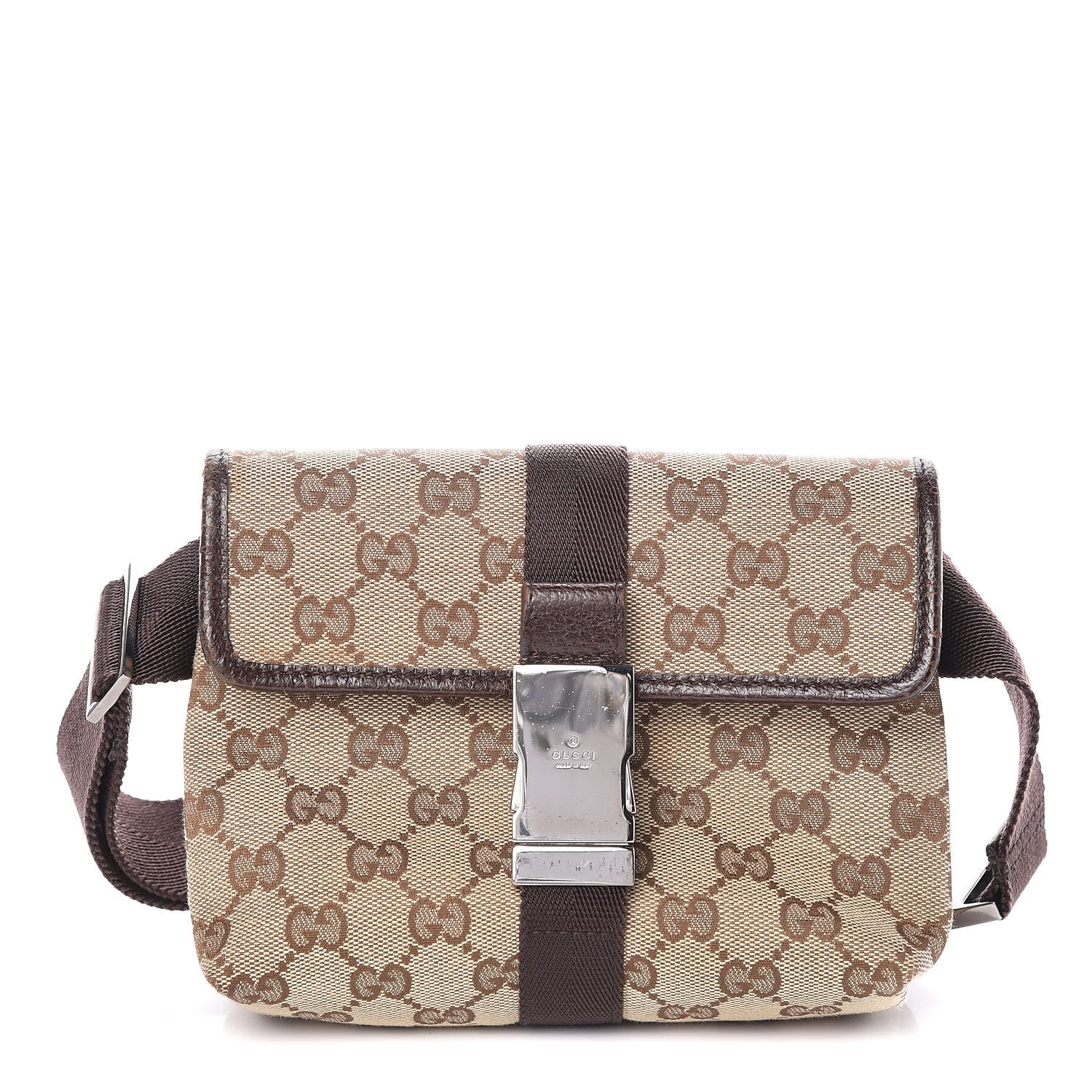 Gucci GG Monogram Buckle Belt Bag Dark Brown 1 of 9