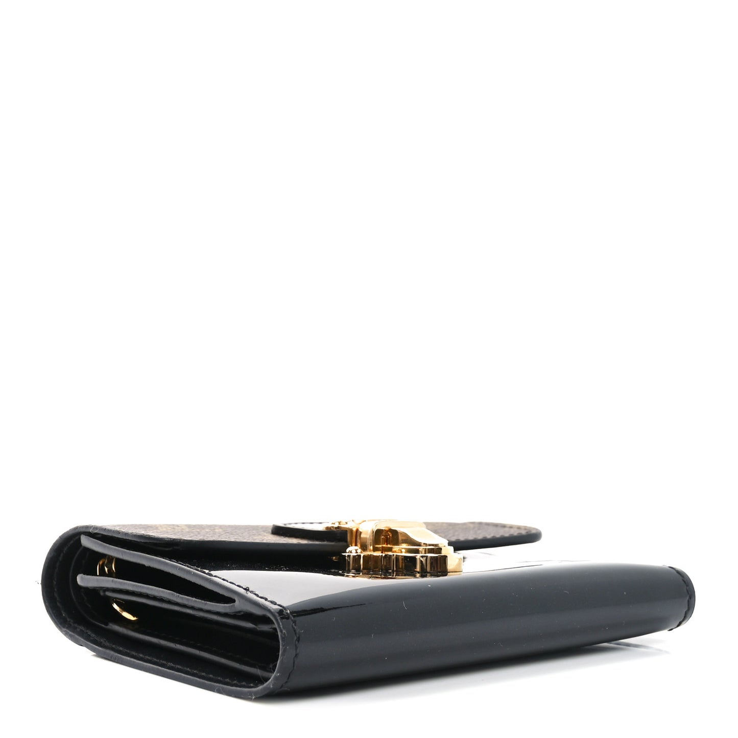 Patent Calfskin Monogram Cherrywood Compact Wallet Black