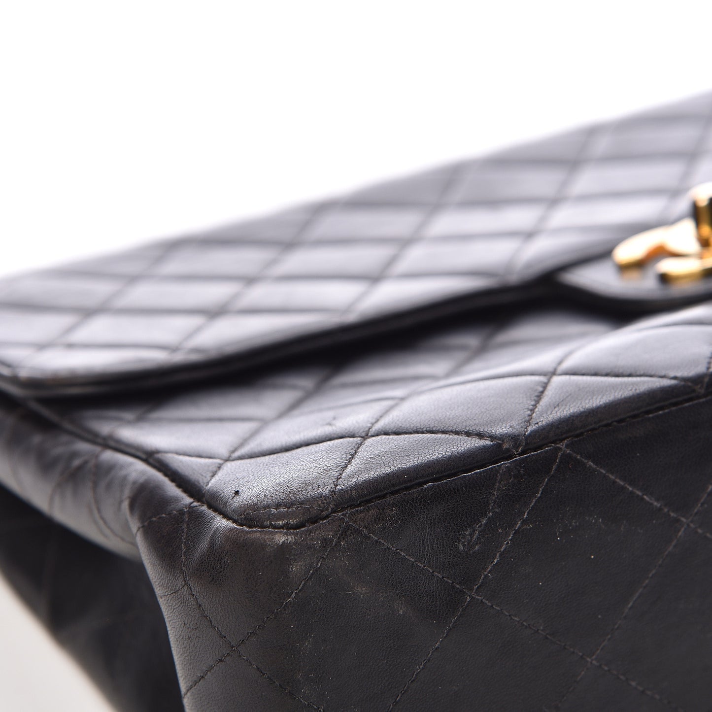 Lambskin Quilted Jumbo Single Flap Black