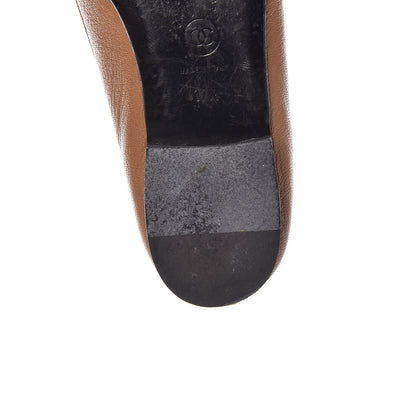 Chanel Patent Goatskin Cap Toe Ballerina Flats 37.5 Camel 12 of 18
