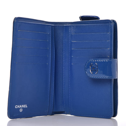 Chanel Patent Quilted Zip Pocket Wallet Blue 5 of 12