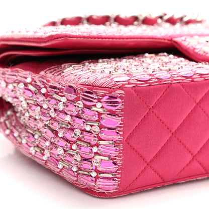 Chanel Satin Pearl Beaded Medium Flap Pink 8 of 11