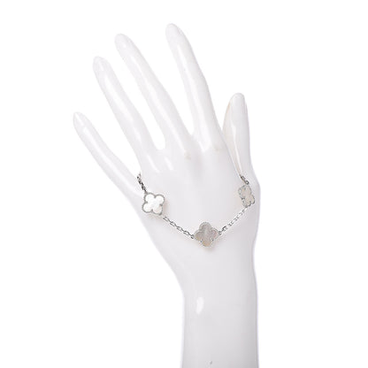 Van Cleef & Arpels 18K White Gold Mother of Pearl 5 Motifs Vintage Alhambra Bracelet 2 of 6