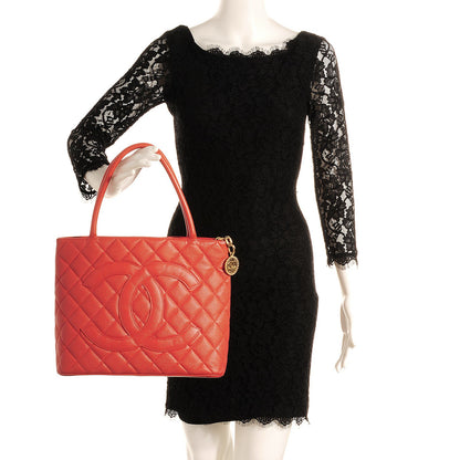Chanel Caviar Medallion CC Tote Orange 2 of 7
