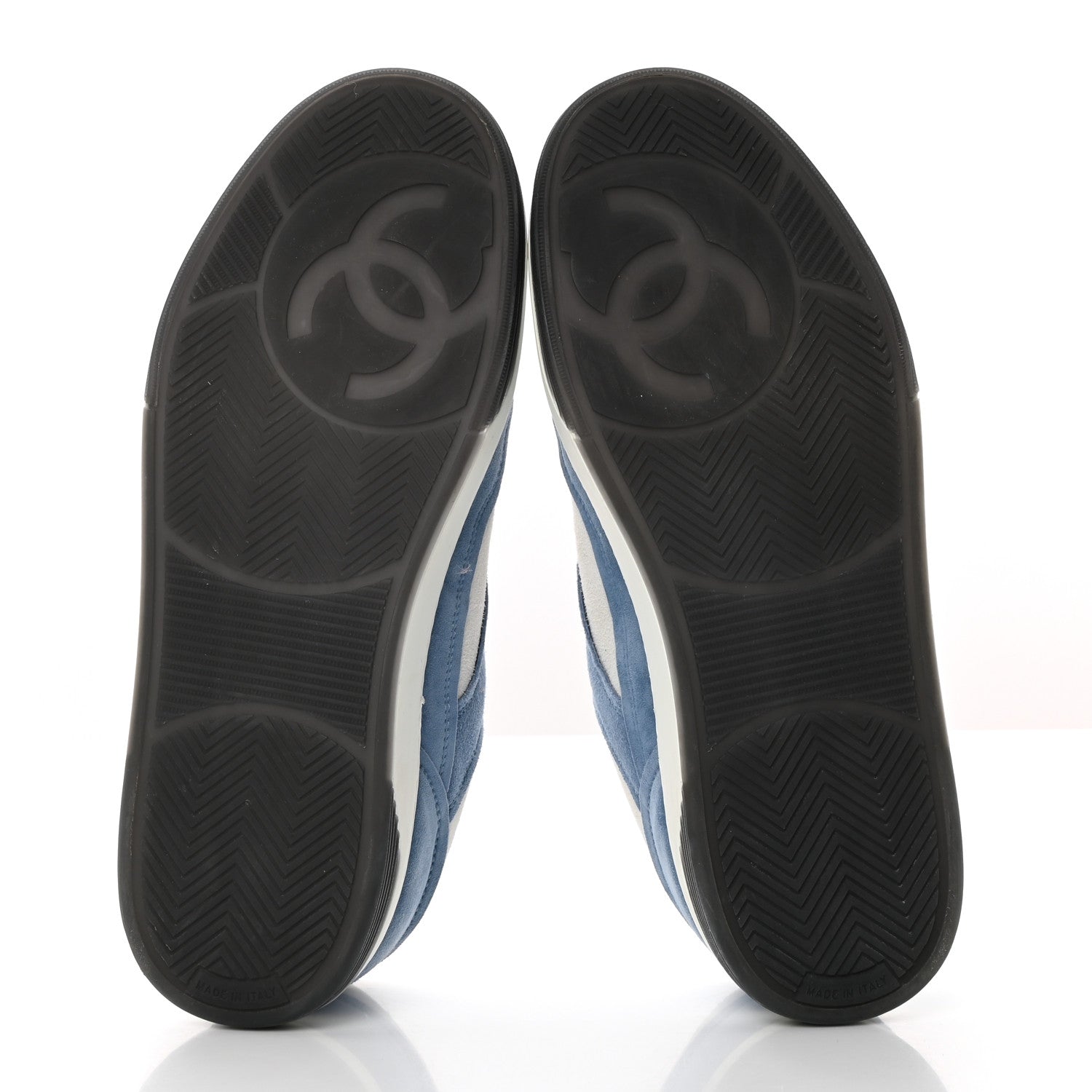 Chanel Suede Kidskin Womens CC Sneakers 39 White Blue 5 of 15