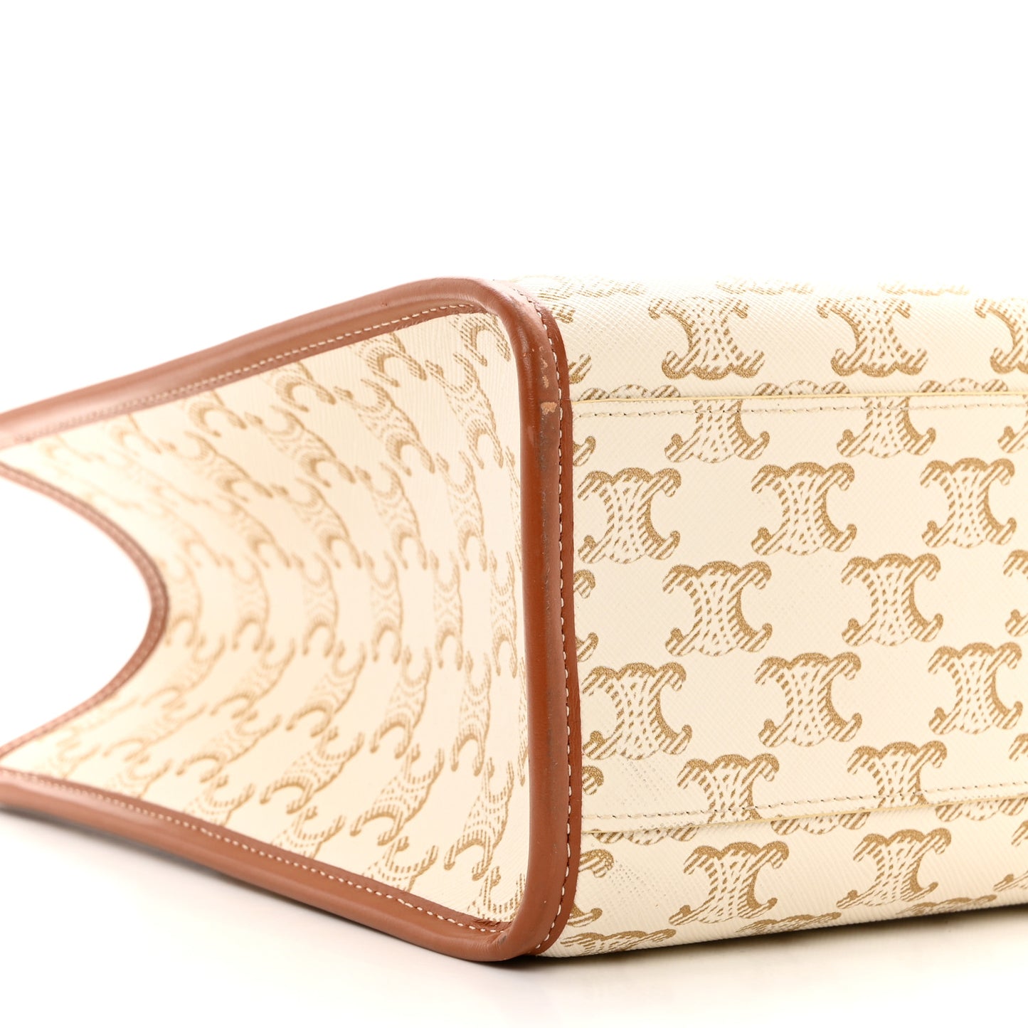 Triomphe Canvas Calfskin Mini Horizontal Cabas White
