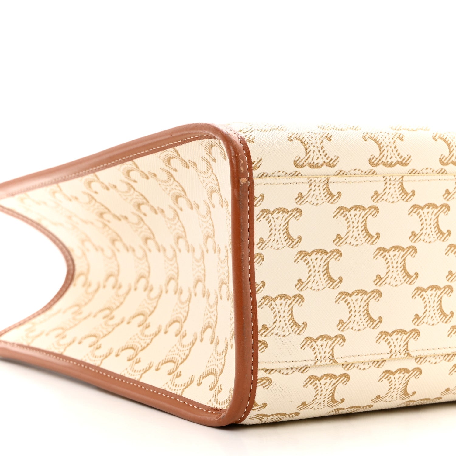 Celine Triomphe Canvas Calfskin Mini Horizontal Cabas White 8 of 9