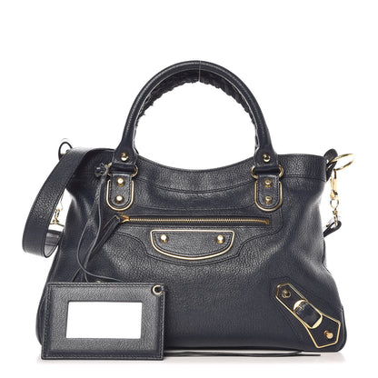 Balenciaga Chevre Gold Metallic Edge Hardware Town Bleu Nuit Dark Sea 1 of 13