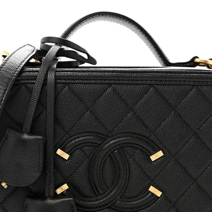 Chanel Caviar Quilted Medium CC Filigree Vanity Case Black 9 of 14