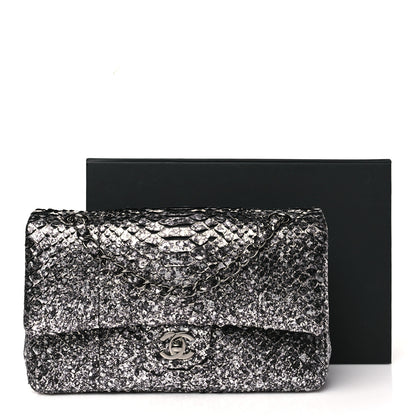 Chanel Metallic Snakeskin Medium Double Flap Black Silver 11 of 11