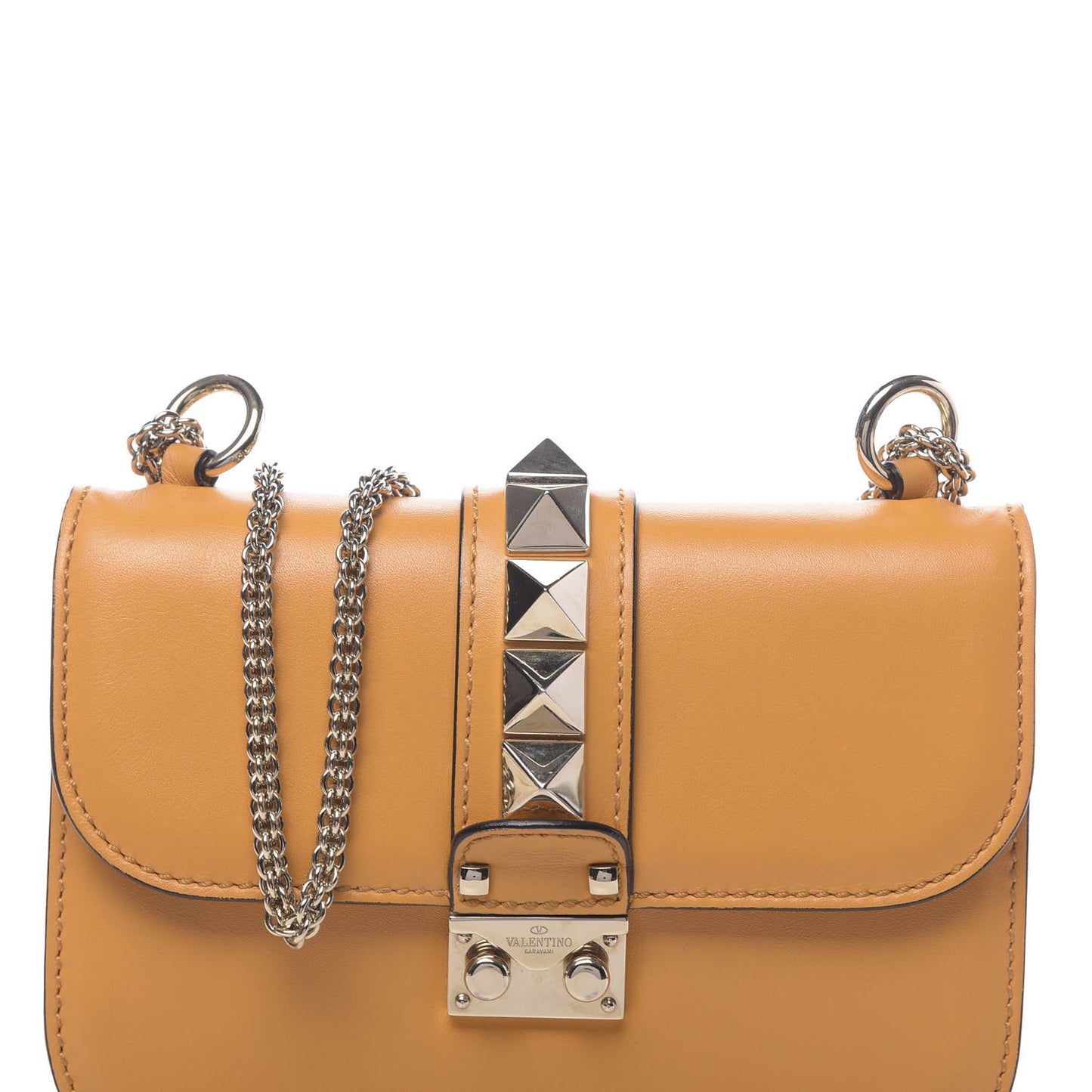 Vitello Small Glam Lock Rockstud Flap Mandarin Sorbet