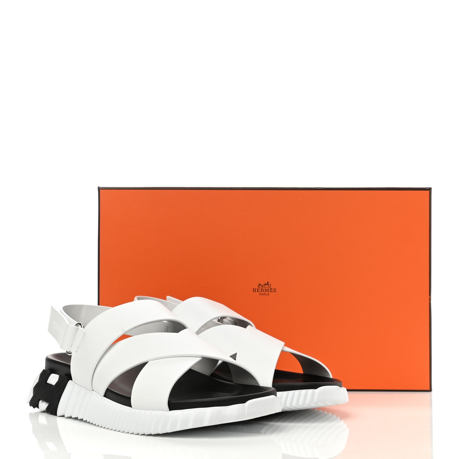 Hermes Calfskin Goatskin Mens Electric Sandals 43 White 10 of 10