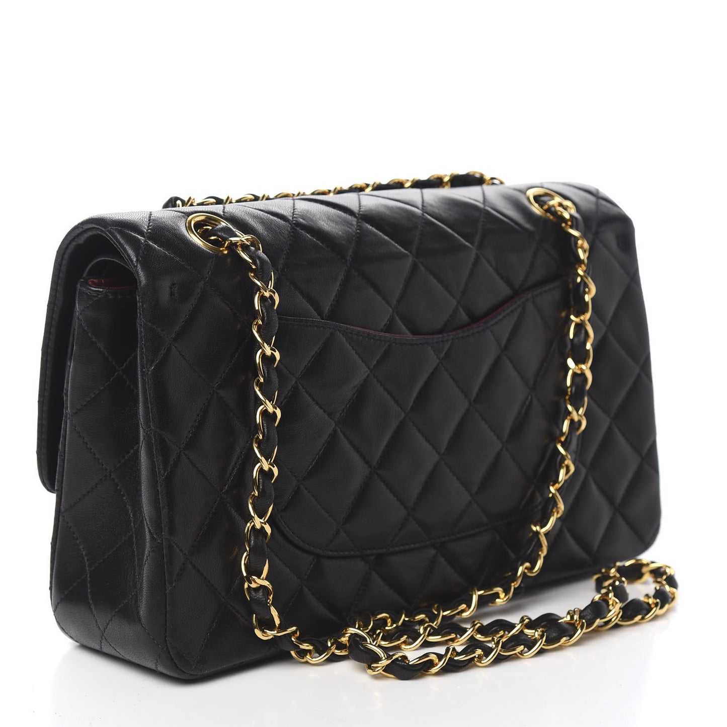 Lambskin Quilted Medium Double Flap Black