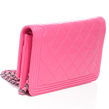 Chanel Lambskin Boy Wallet on Chain WOC Pink 3 of 9