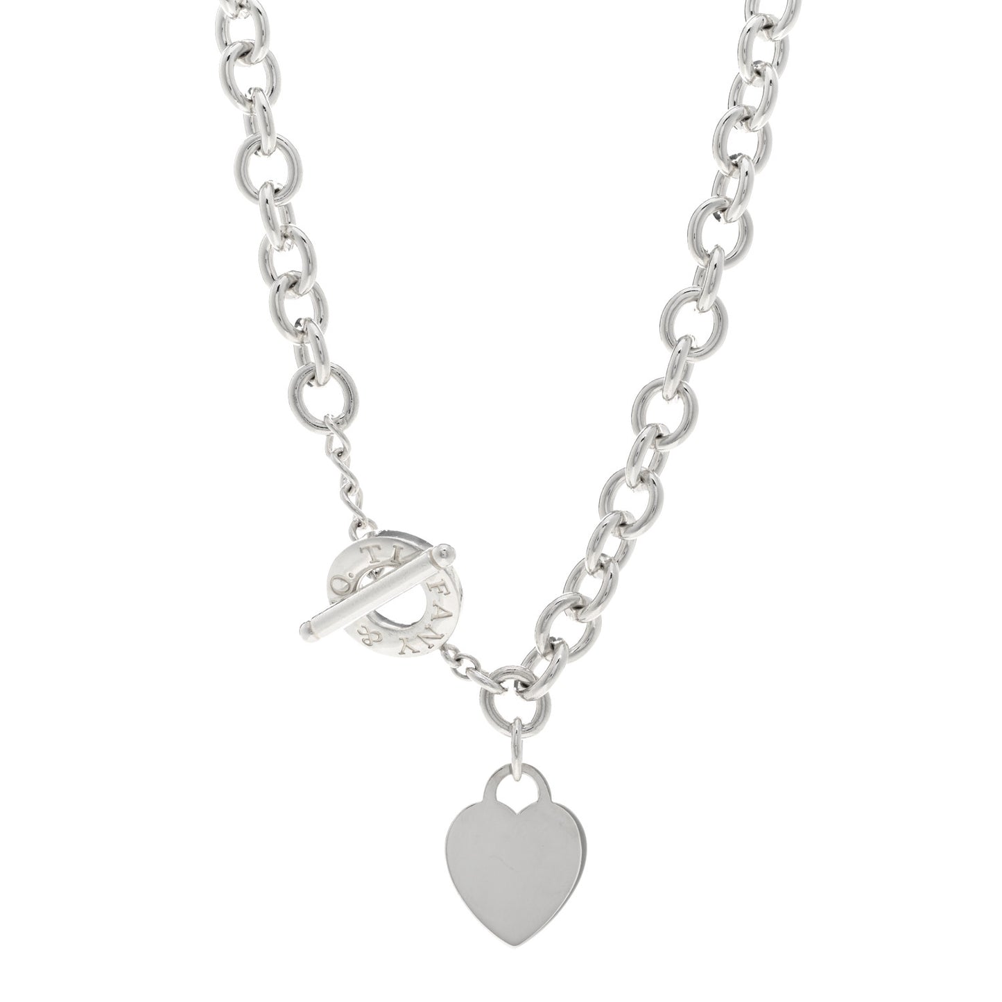 Sterling Silver Heart Tag Toggle Necklace