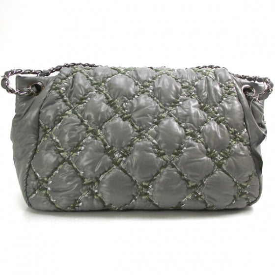 Chanel Nylon Quilted Tweed on Stitch Flap Gray 3 of 11