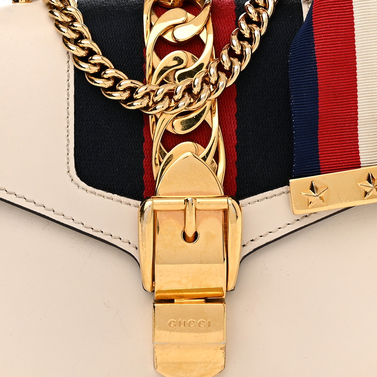 Gucci Calfskin Mini Sylvie Chain Shoulder Bag White 9 of 13