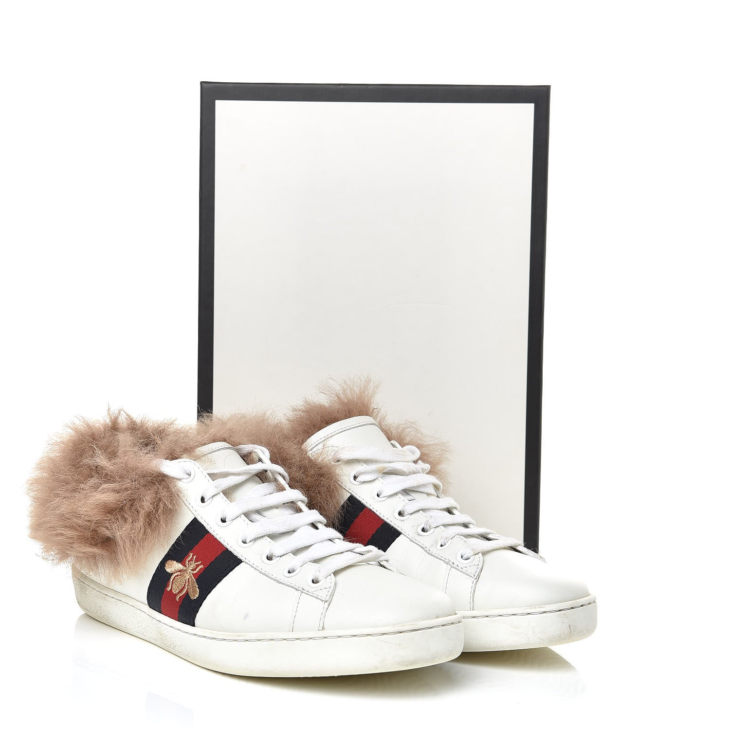 Gucci Calfskin Wool Web Bee Embroidered Womens Ace Sneakers 38 White 12 of 12