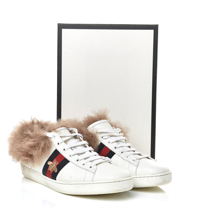 Gucci Calfskin Wool Web Bee Embroidered Womens Ace Sneakers 38 White 12 of 12