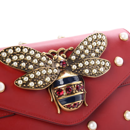 Gucci Nappa Pearl Studded Mini Queen Margaret Broadway Shoulder Bag Hibiscus Red 8 of 9