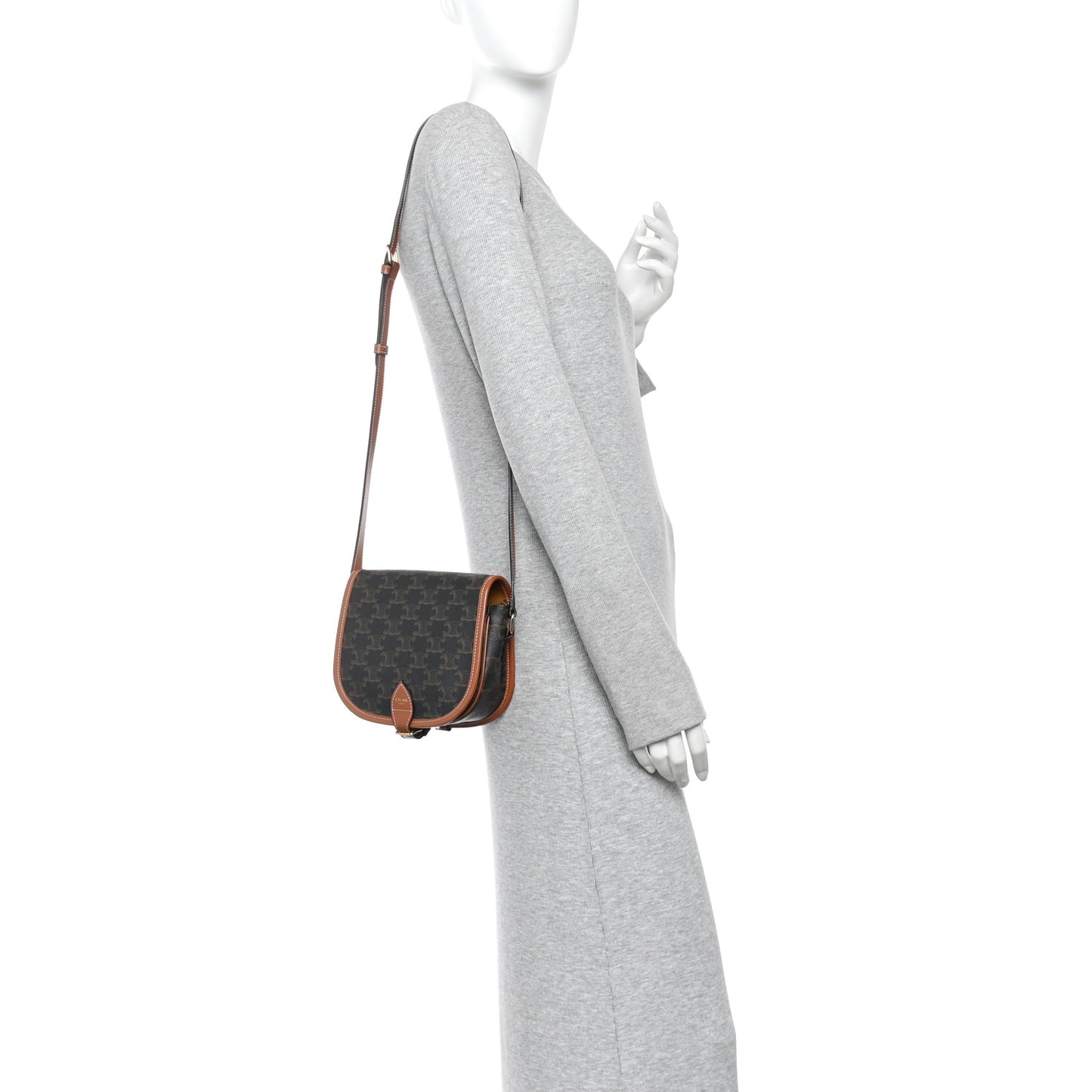 Triomphe Canvas Medium Folco Bag Tan