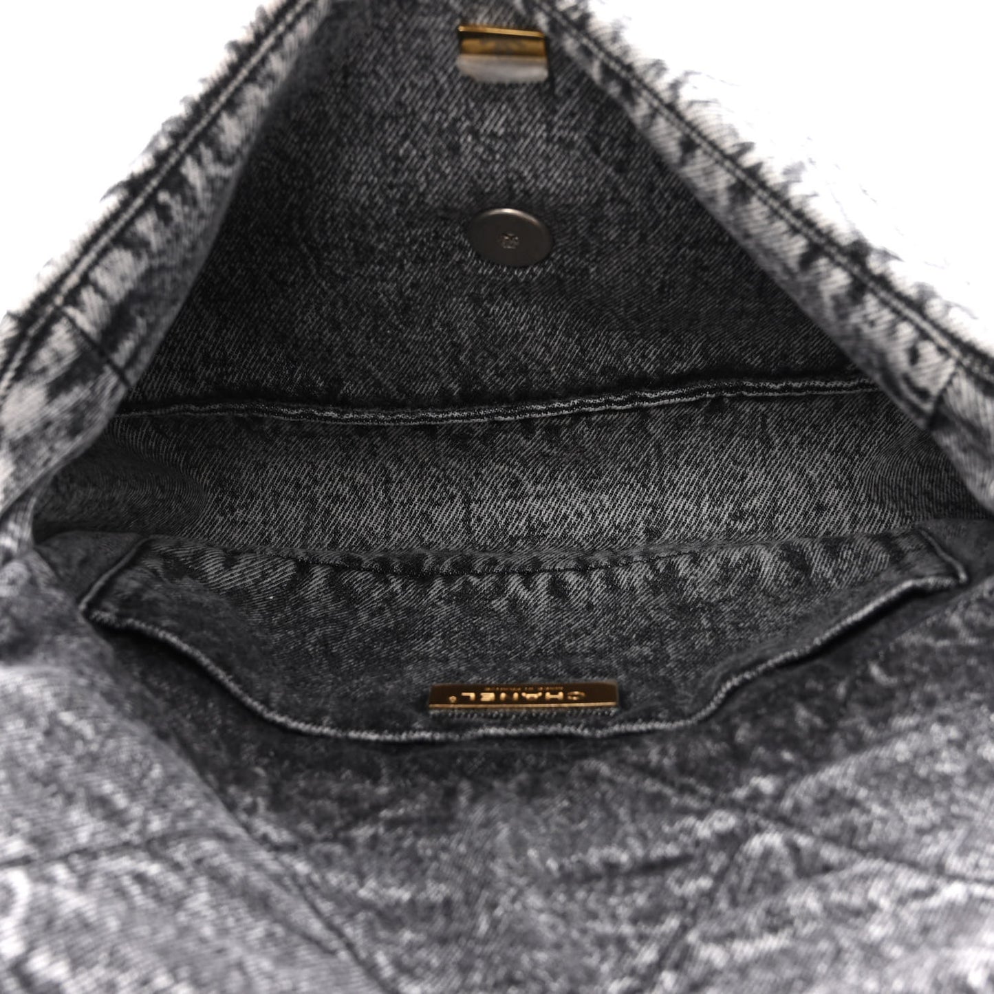 Washed Denim Quilted Medium Chanel 19 Flap Black White