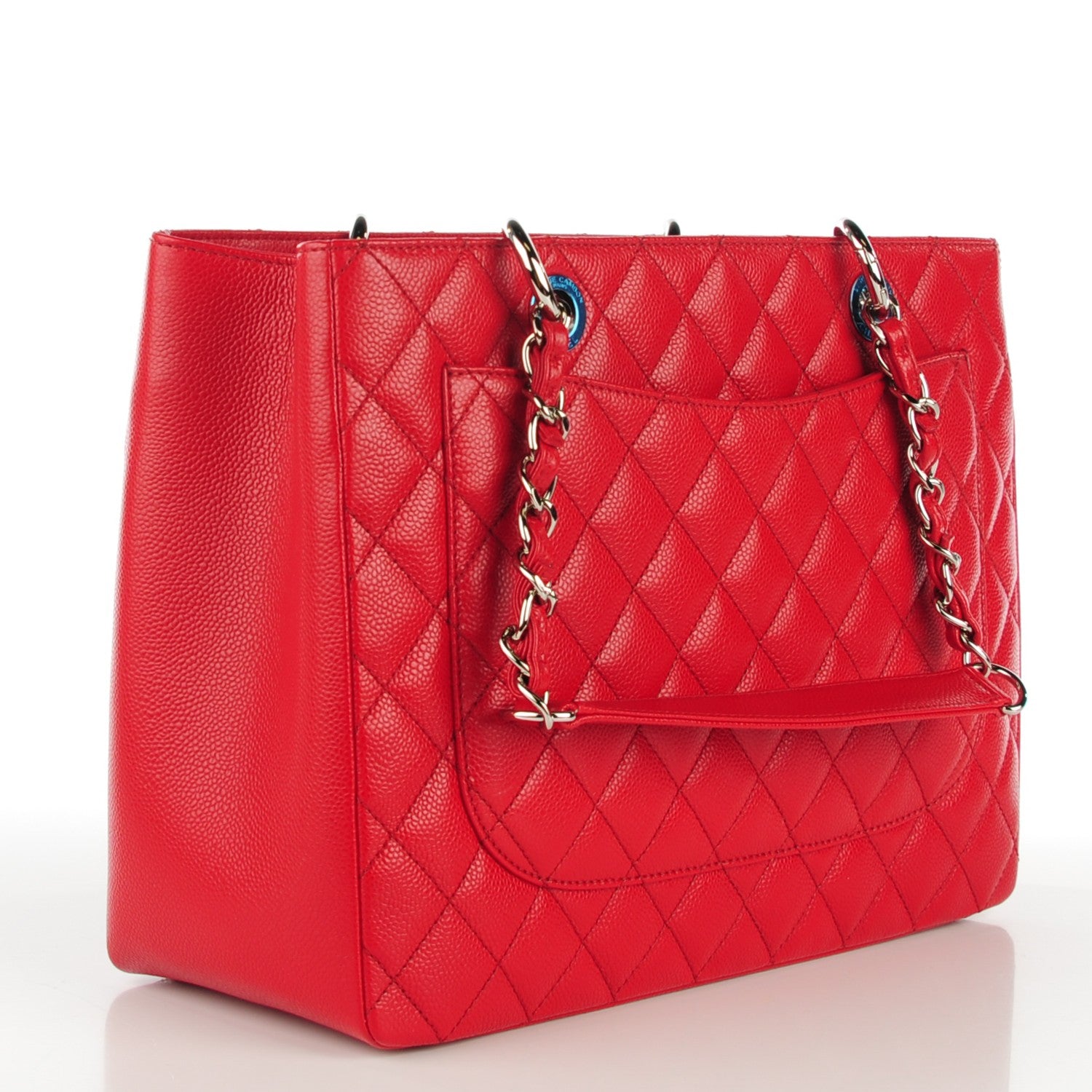 Chanel Caviar Quilted Grand Shopping Tote GST Red 3 of 7