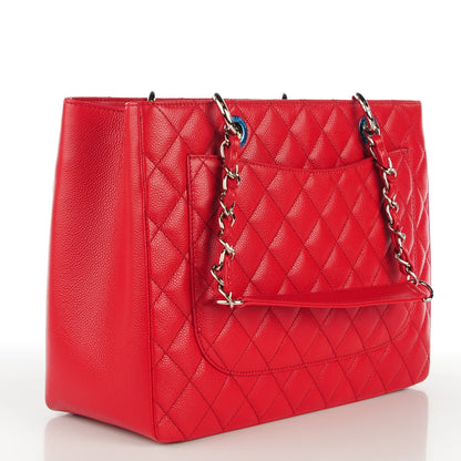 Chanel Caviar Quilted Grand Shopping Tote GST Red 3 of 7