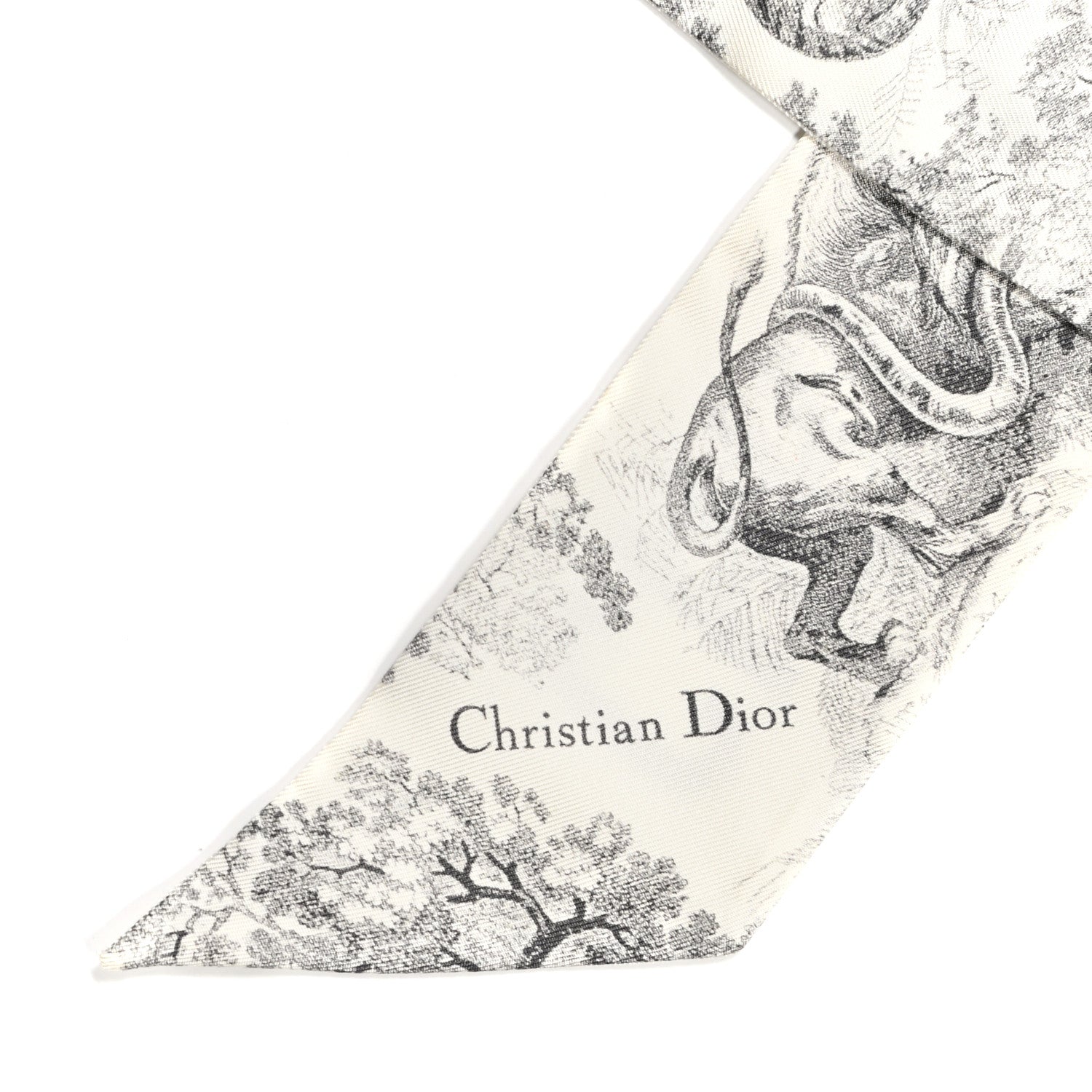 Christian Dior Silk Toile De Jouy Mitzah Scarf White 3 of 3