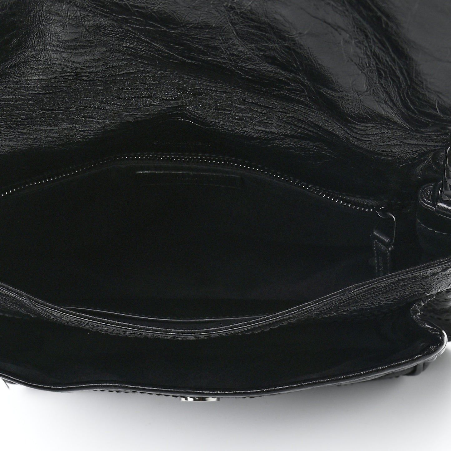 Crinkled Calfskin Matelasse Monogram Medium Niki Chain Satchel Black