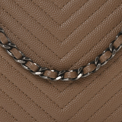 Chanel Caviar Chevron Quilted Boy Wallet On Chain WOC Dark Beige 9 of 11