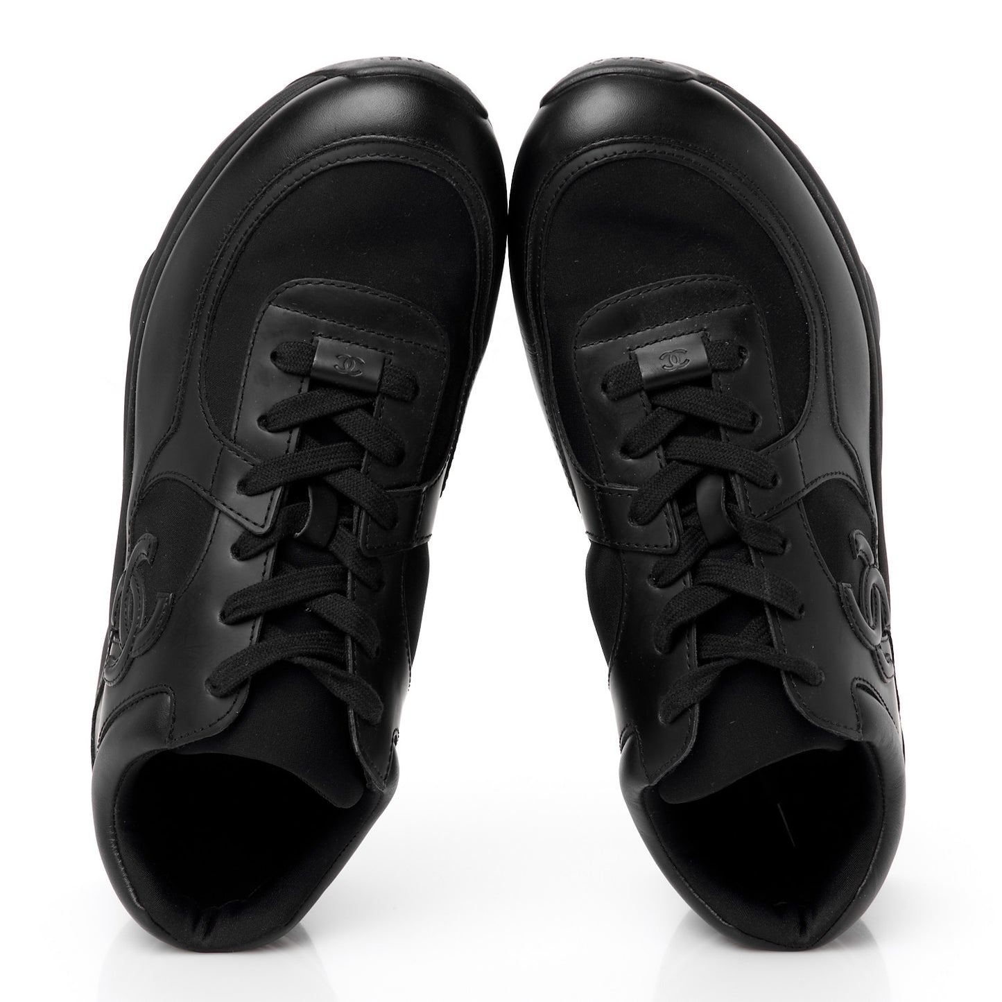Lambskin Fabric CC Uniform Sneakers 42 Black