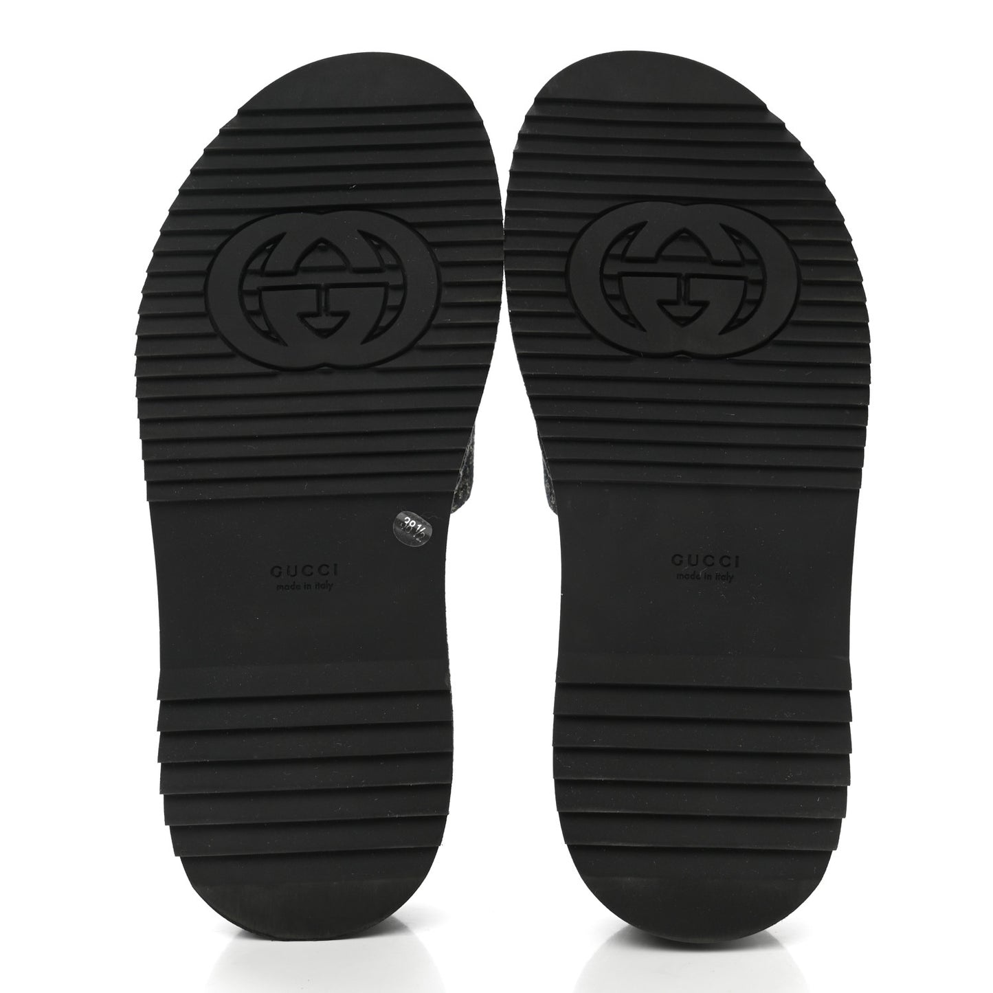 Jacquard Black Denim GG Monogram Angelina Platform 55mm Slide Sandals 38.5 Black Ivory