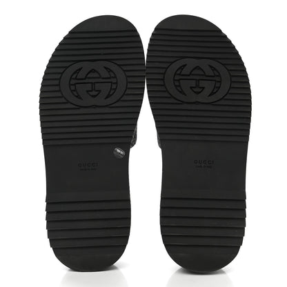 Gucci Jacquard Black Denim GG Monogram Angelina Platform 55mm Slide Sandals 38.5 Black Ivory 5 of 9