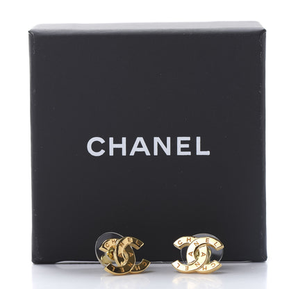 Chanel Metal CC Paris Button Stud Earrings Gold 5 of 5