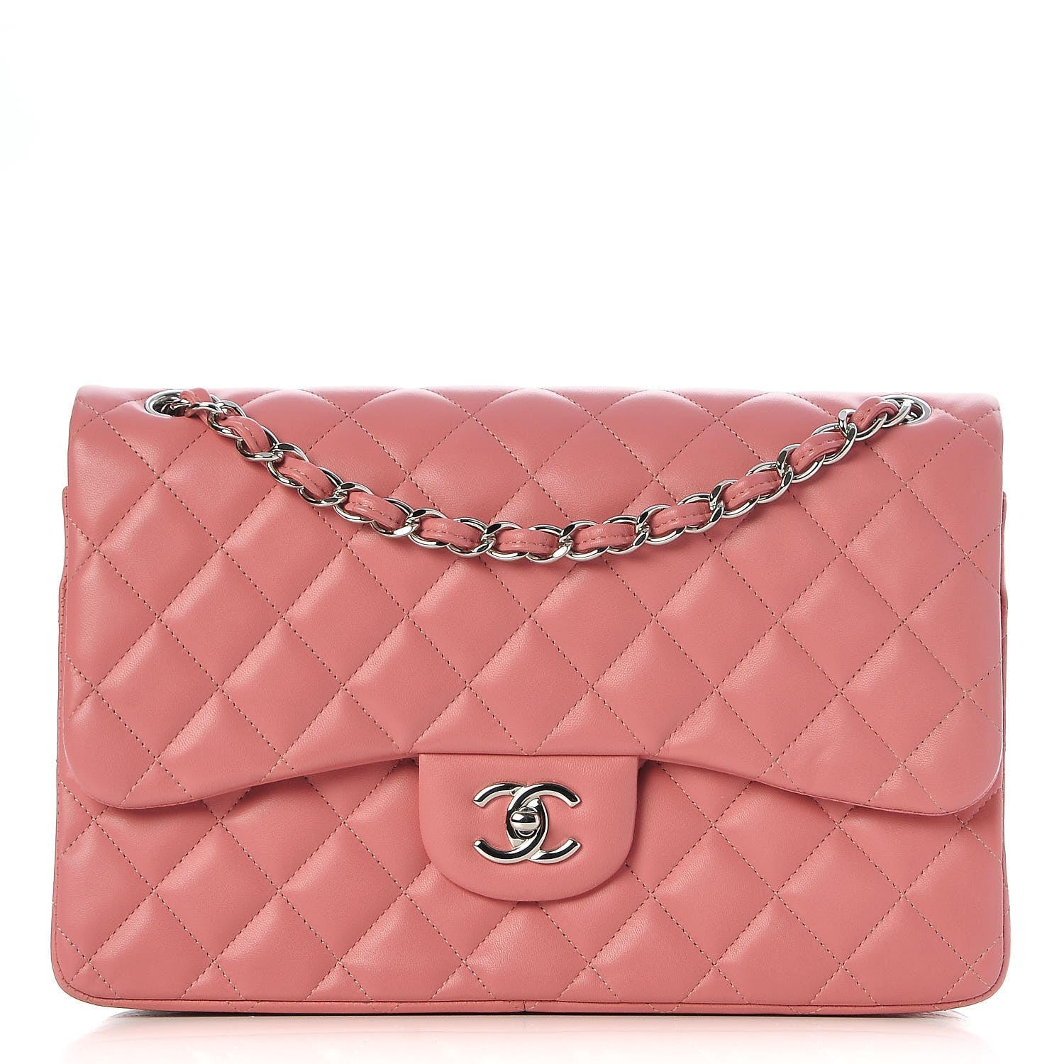 Chanel Lambskin Quilted Jumbo Double Flap Pink 1 of 8