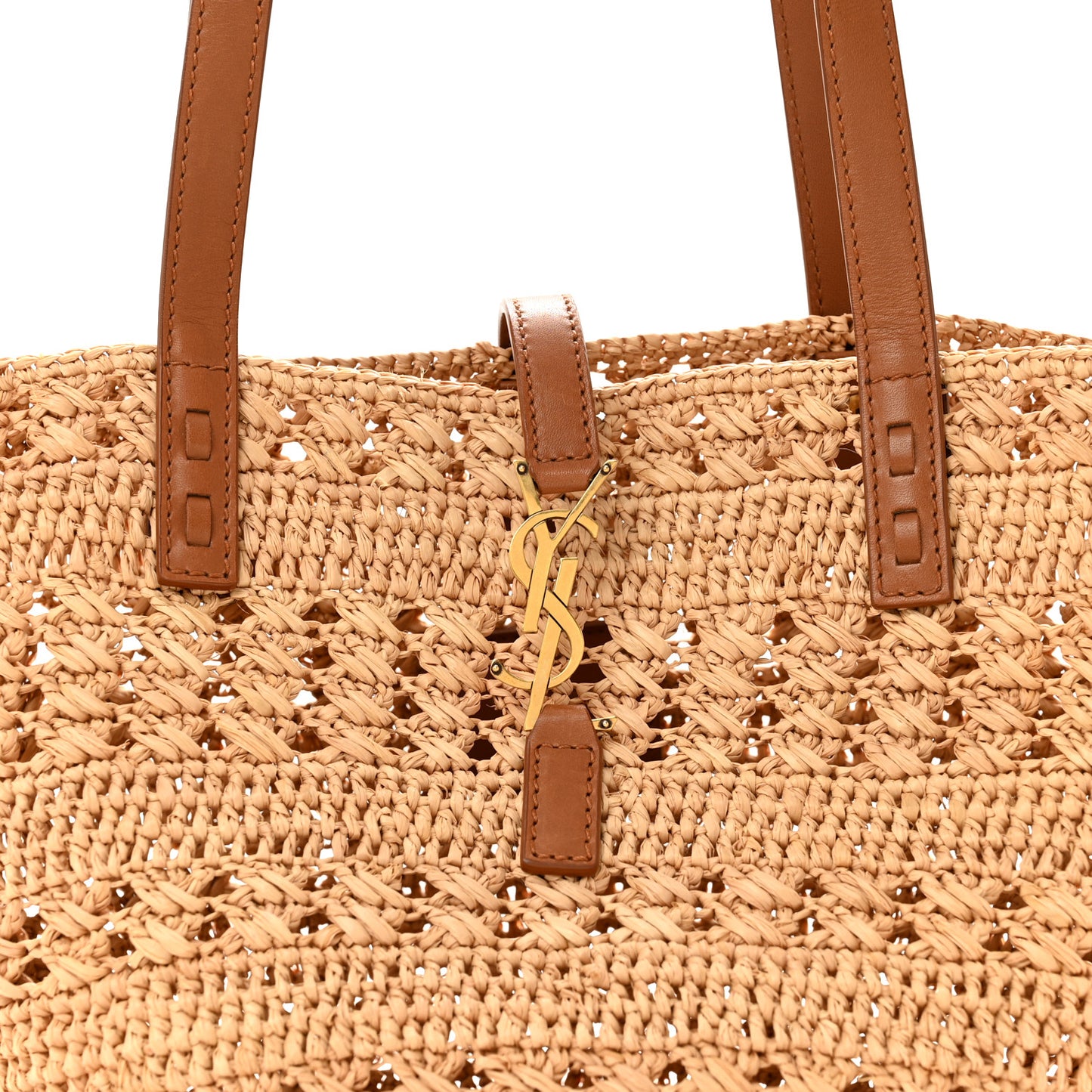 Raffia Calfskin Small Panier Tote Naturel