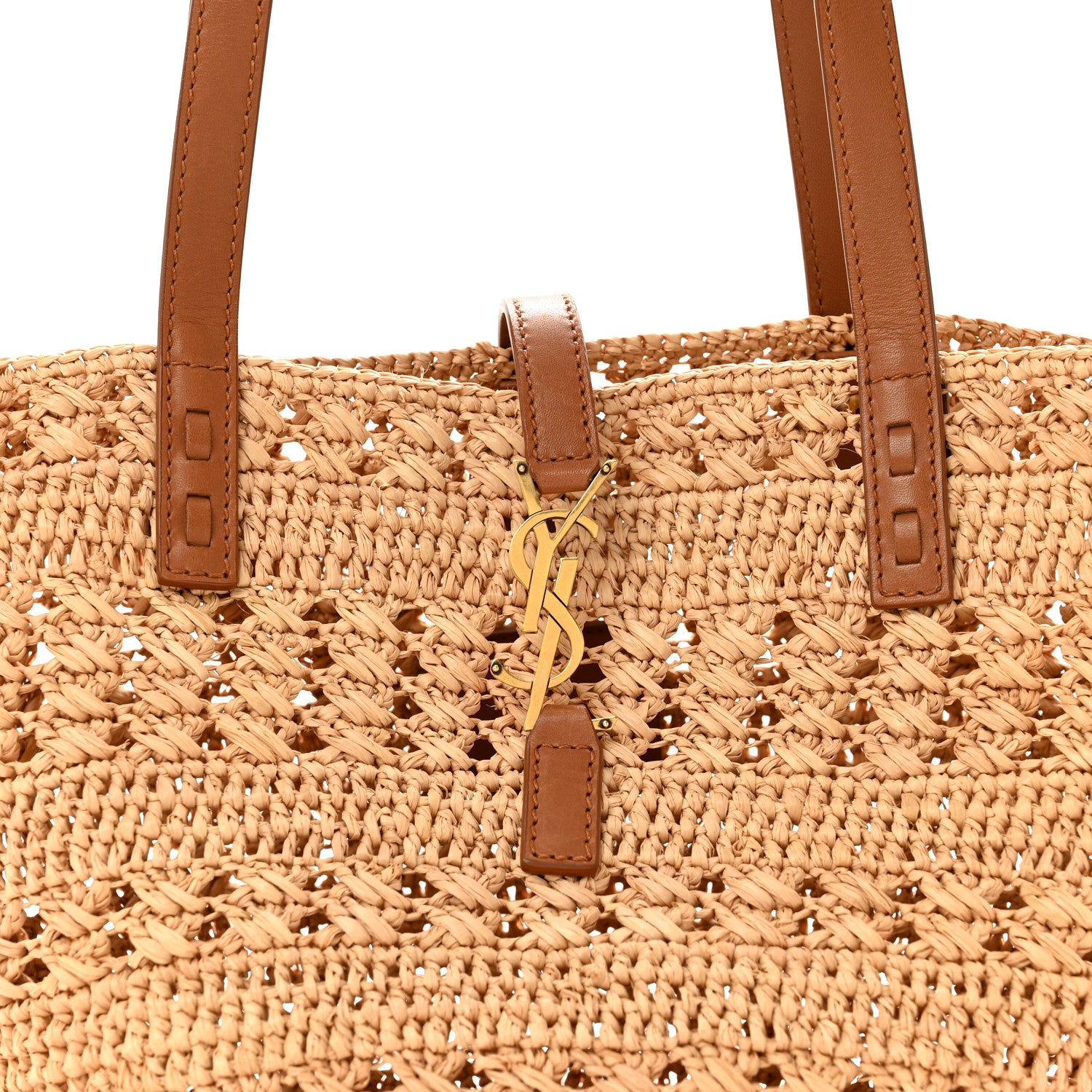 Saint Laurent Raffia Calfskin Small Panier Tote Naturel 8 of 11
