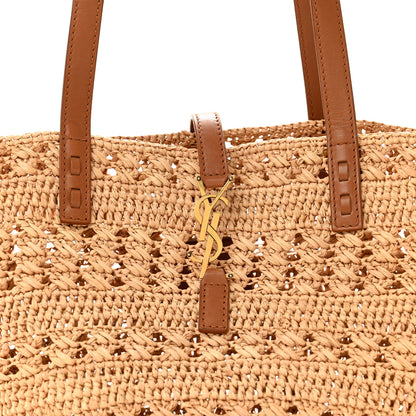 Saint Laurent Raffia Calfskin Small Panier Tote Naturel 8 of 11