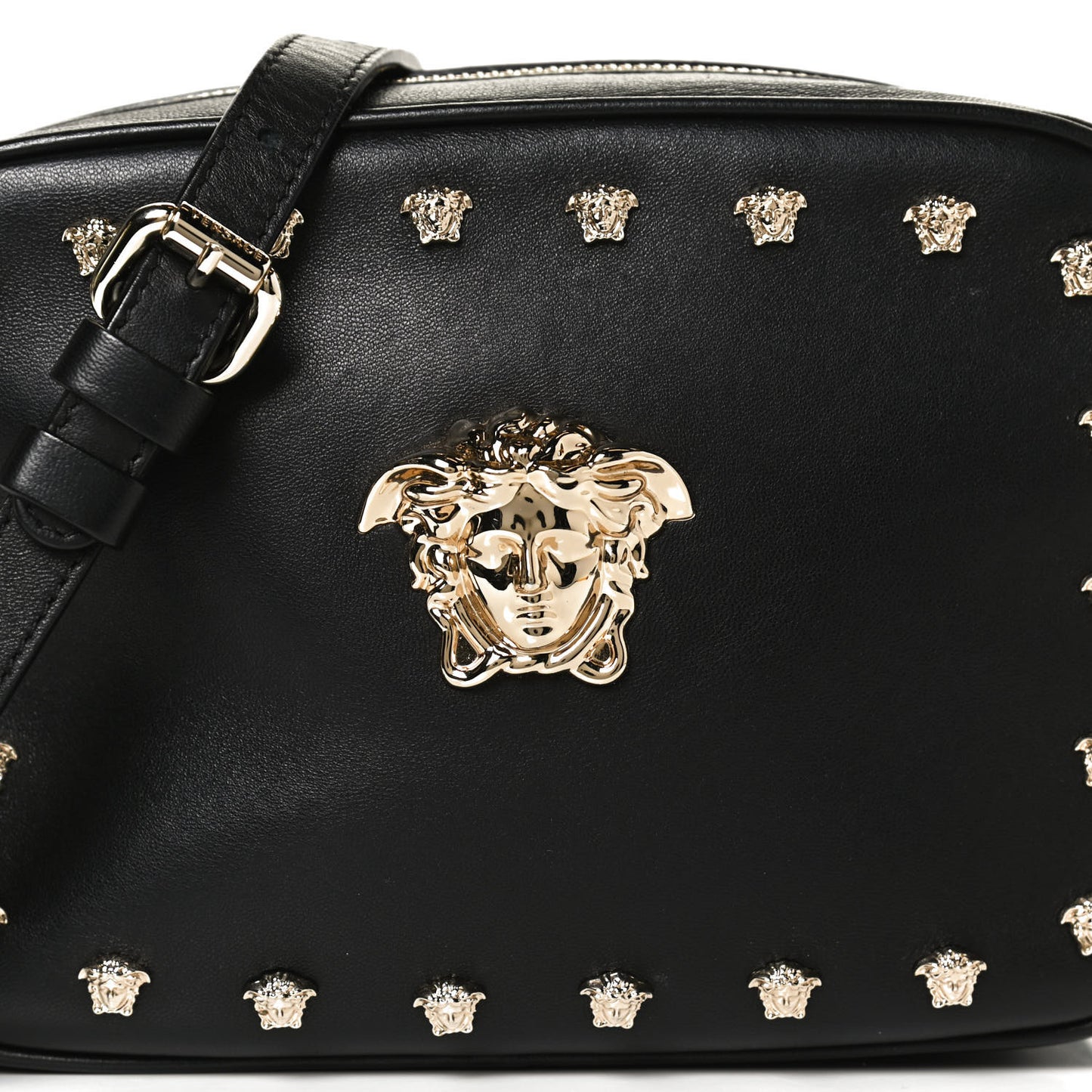 Calfskin Palazzo Medusa Camera Bag Black