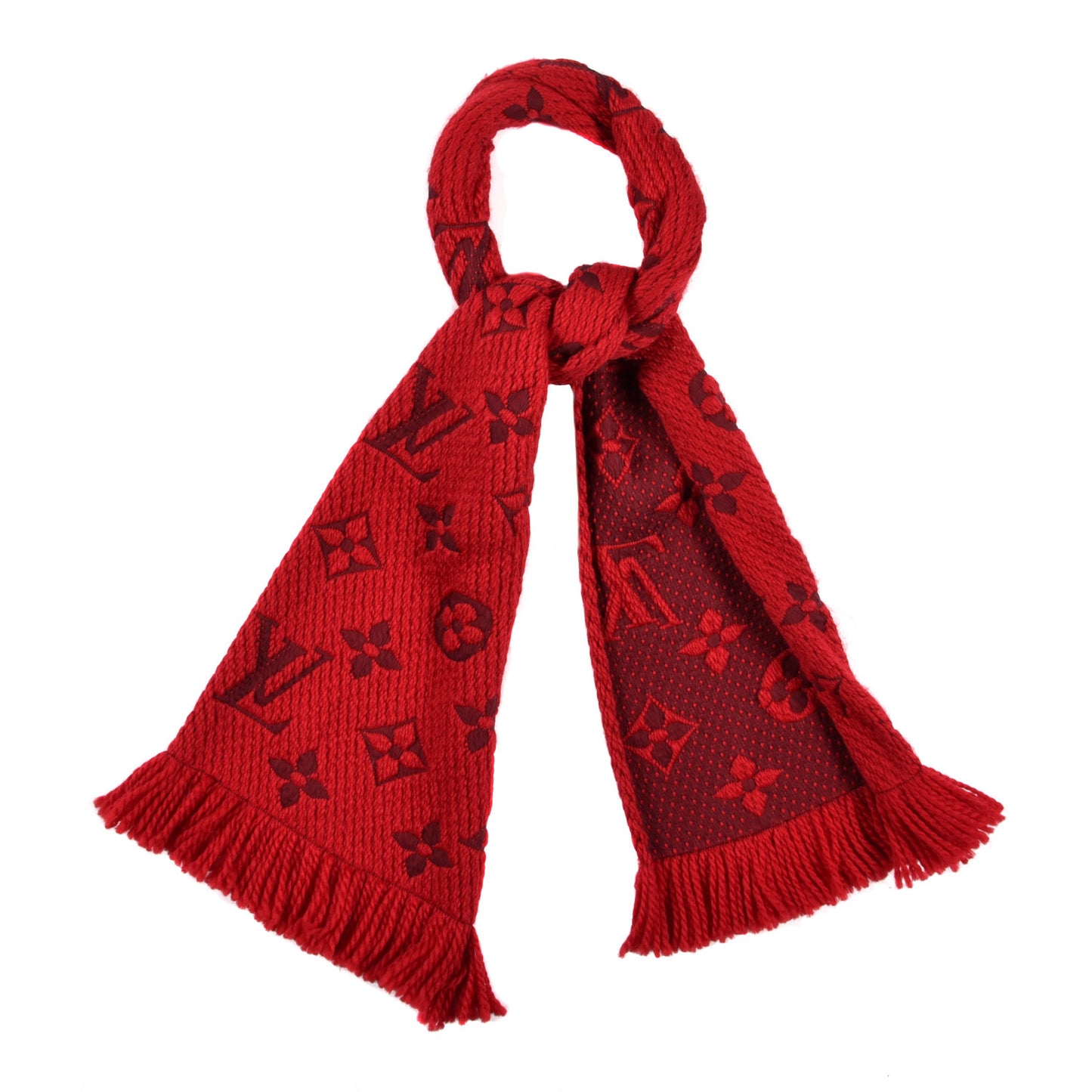 Wool Silk Logomania Scarf Rubis