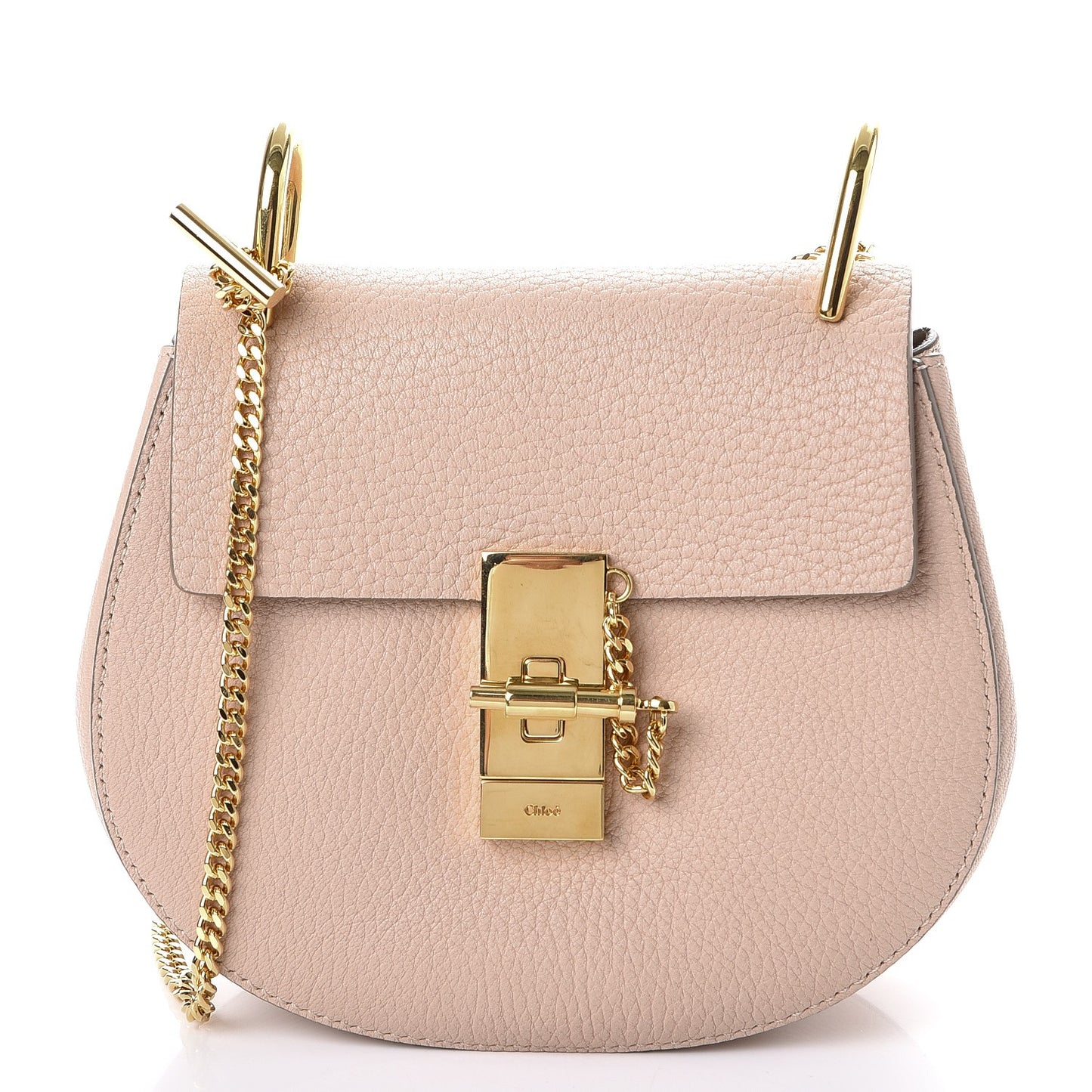 Grained Lambskin Mini Drew Shoulder Bag Cement Pink