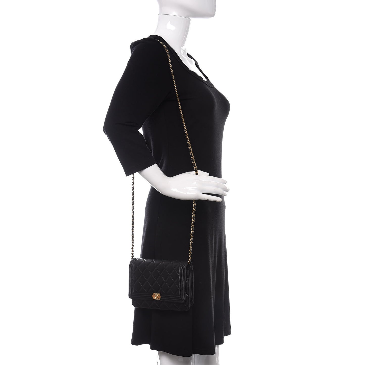 Lambskin Quilted Boy Wallet On Chain WOC Black