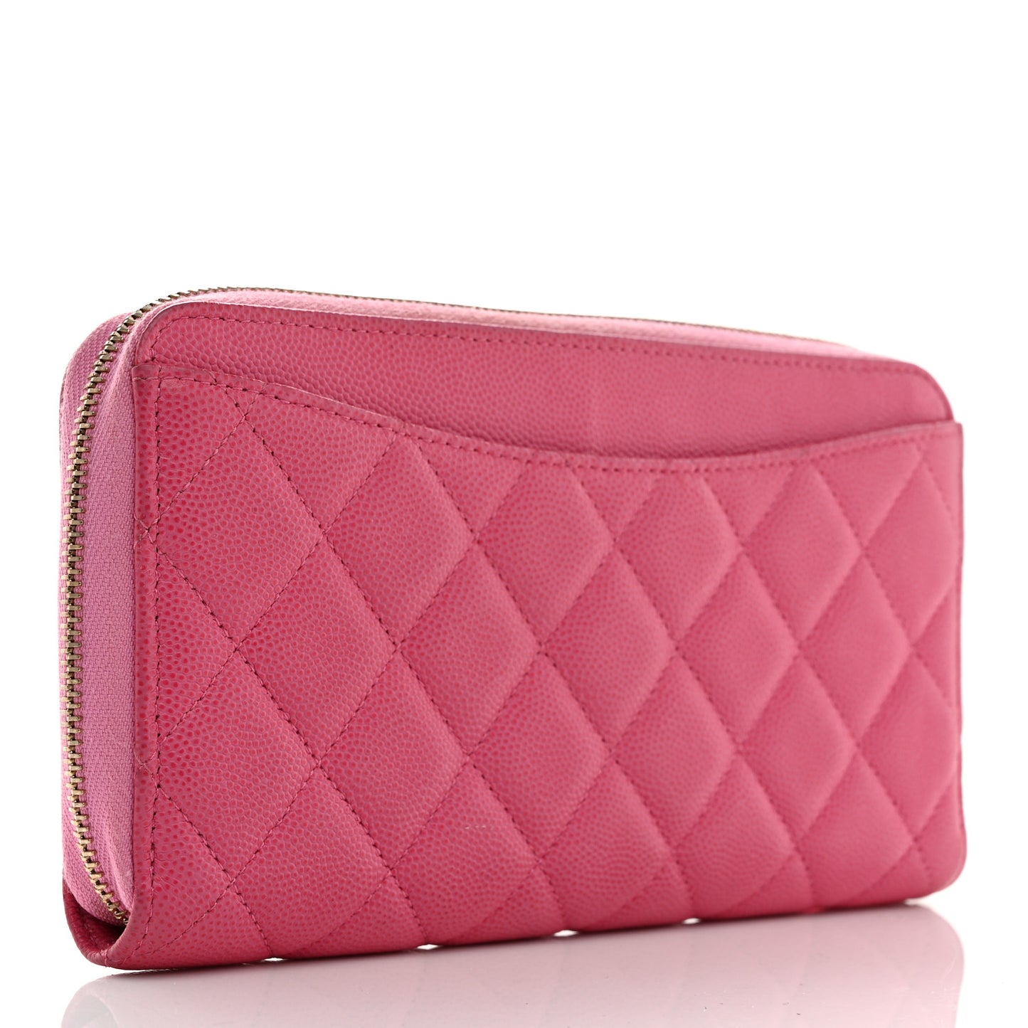 Caviar Quilted Large Gusset Zip Around Wallet Pink